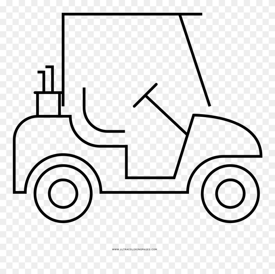 Golf Cart Coloring Page - Line Art Clipart
