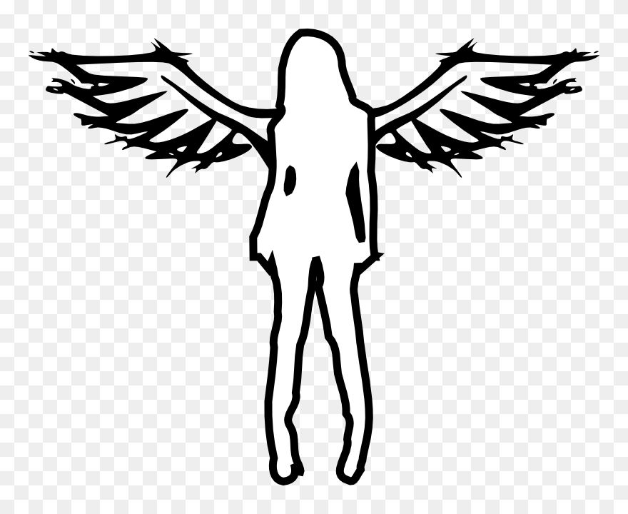 Angel Drawing Clip Art - Girl With Wings Drawing - Png Download