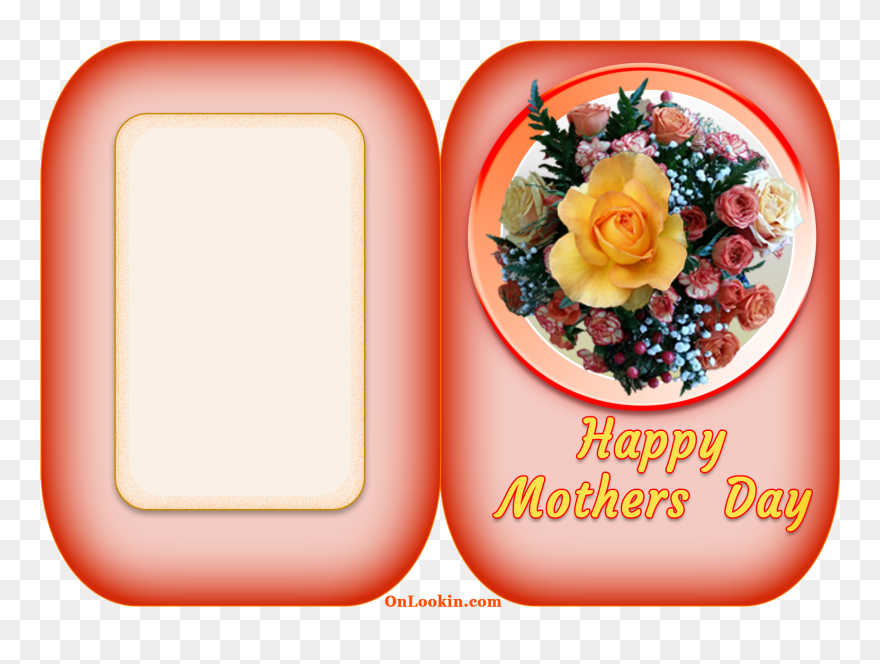 Happy Mothers Day Apricot Rose Flower A4 Card - Mother's Day Clipart