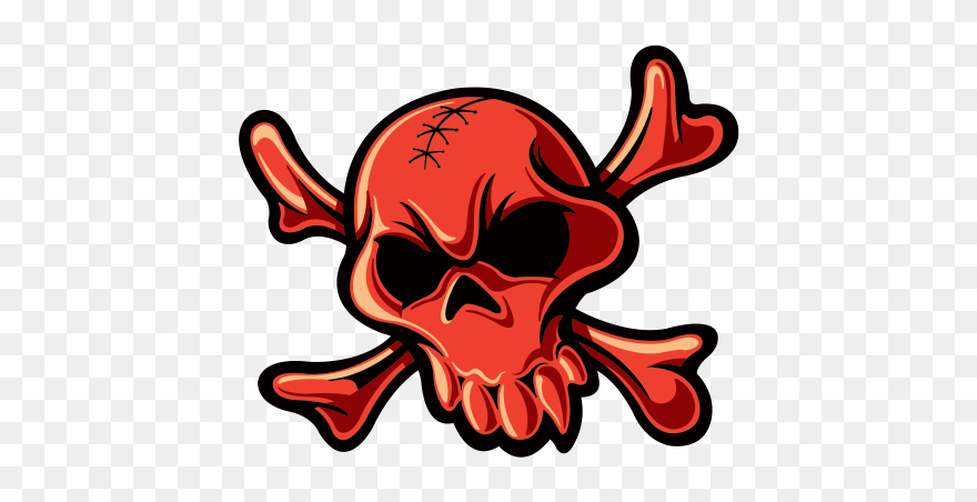 Red Crossbones Skull - Skull Clipart