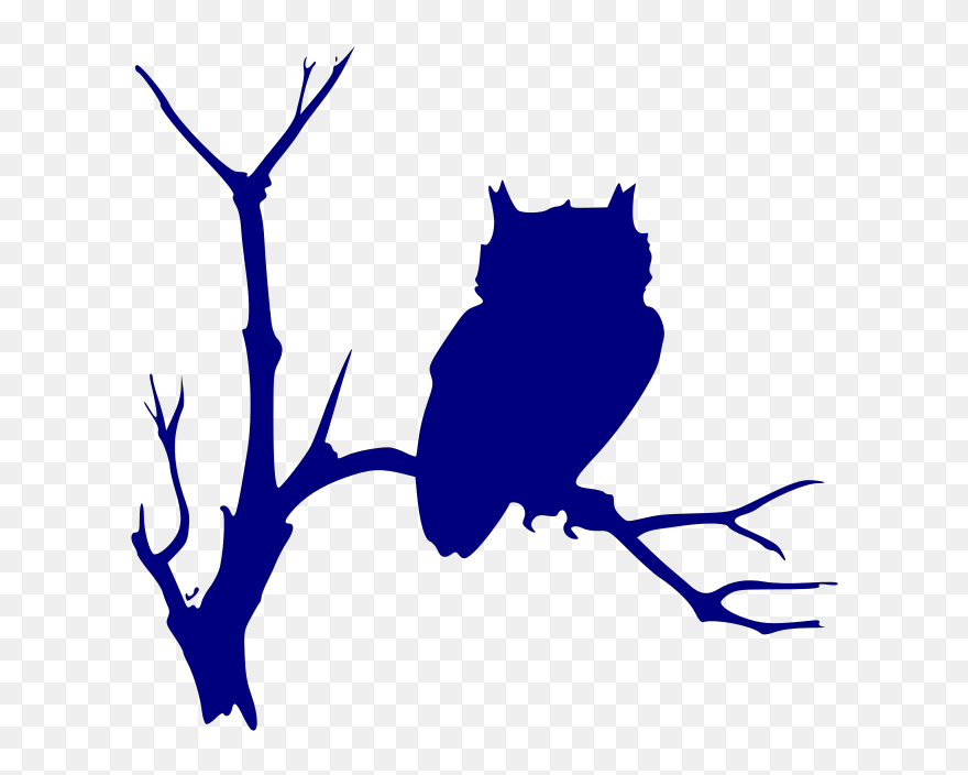 Randy Owl Svg Clip Arts - Owl On A Branch Silhouette - Png Download