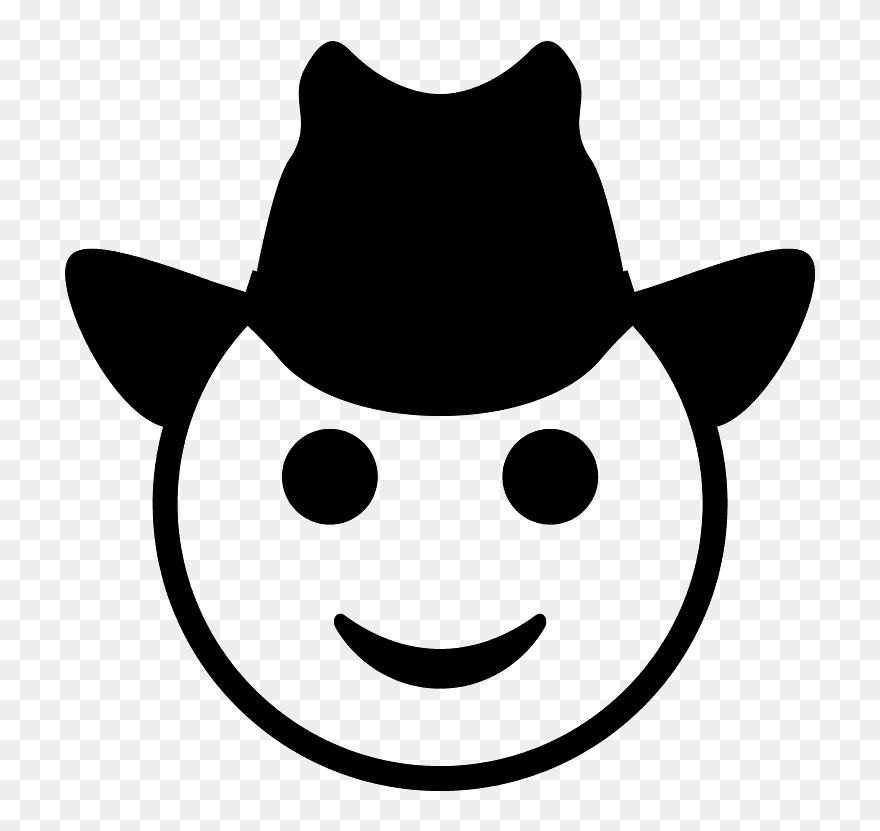 Cowboy Hat Face Emoji Clipart - Cartoon - Png Download