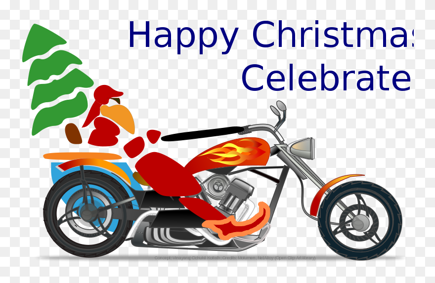 Santa On Chopper - Motor Cycle Clip Art - Png Download