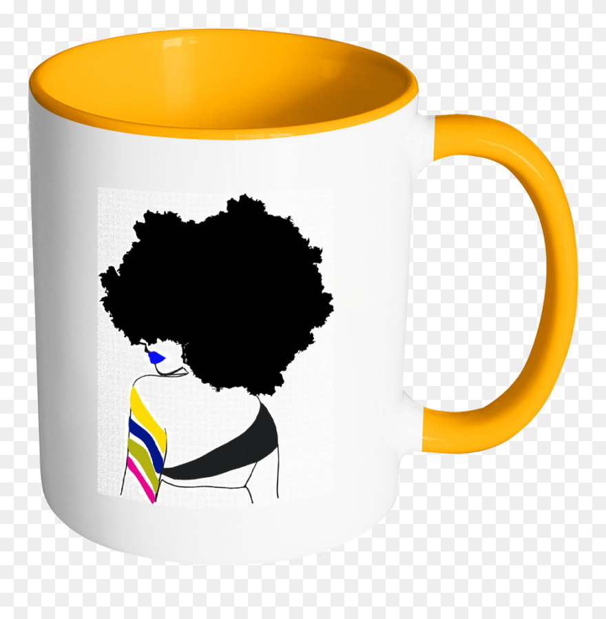 Afro Ether Coffee Mug - Natural Hair Black Girl Silhouette Clipart