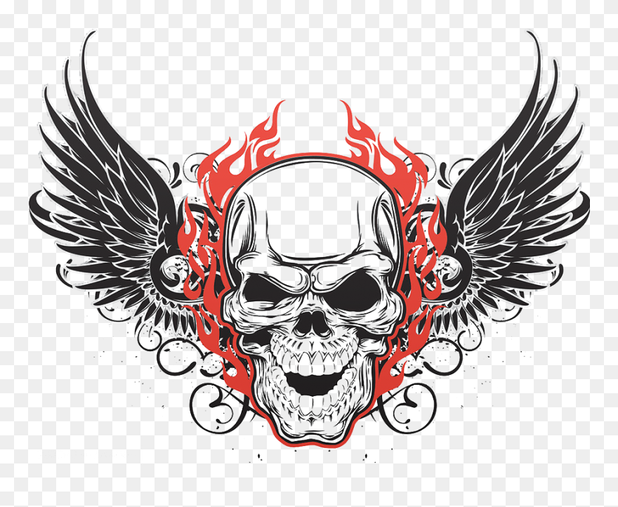 Tattoo Art Skull Flying Human Symbolism Skulls Clipart - Skull With Wings Tattoo Designs - Png Download