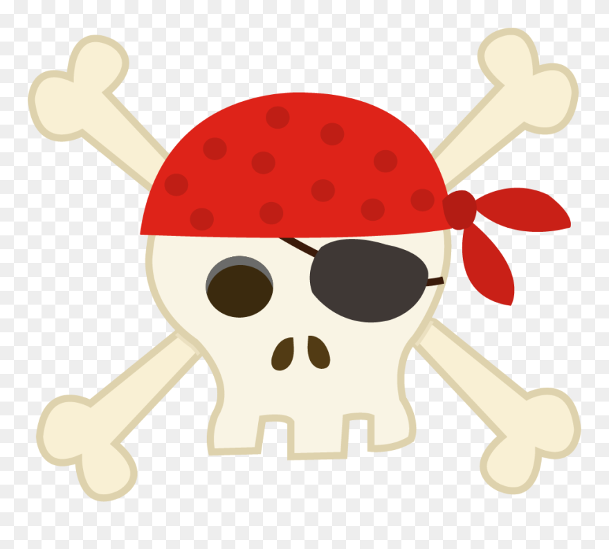 Transparent Skull And Crossbones Clipart - Pirate Skull And Bones Clip Art - Png Download