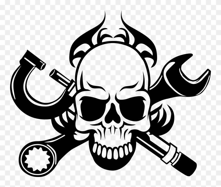 Motor Skull Decorative Sticker - Skull Decal Clipart