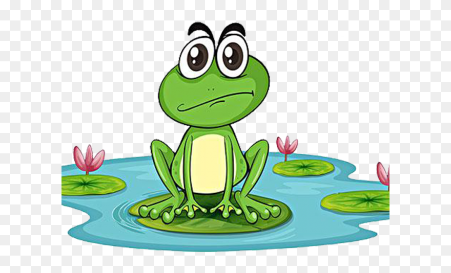 Red Eyed Tree Frog Clipart Printable - Frog In The Pond Drawing - Png Download