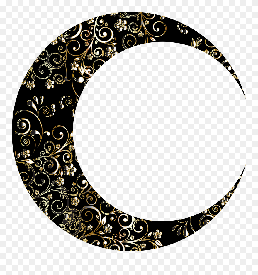 Gold Floral Crescent Moon Mark Ii 12 Icons Png - Crescent Moon Clipart Transparent Background