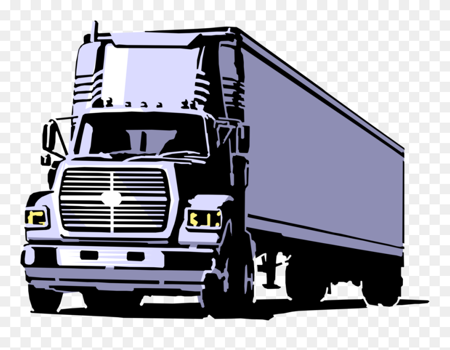 Vector Illustration Of Commercial Shipping And Delivery - Truck And Trailer Cartoon Clipart