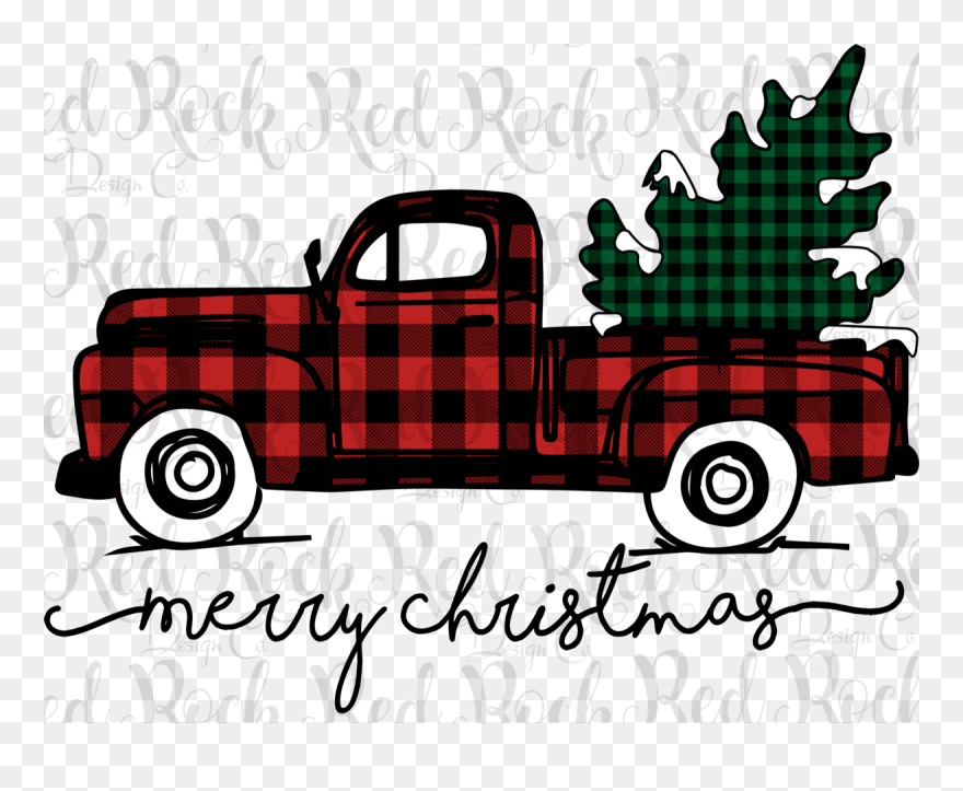 Red Truck With Christmas Tree T Shirt Clipart
