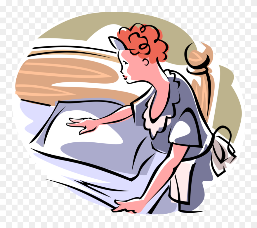 Maid Drawing Housekeeper - Make The Bed Clipart - Png Download