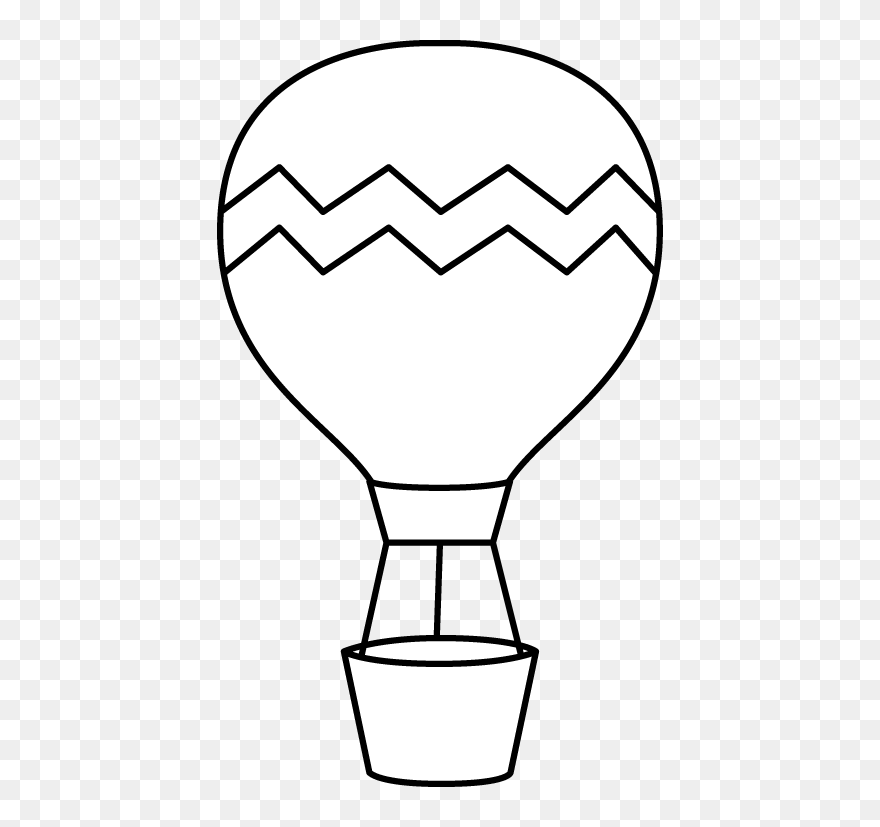 Black And White Clipart Hot Air Balloon - Png Download