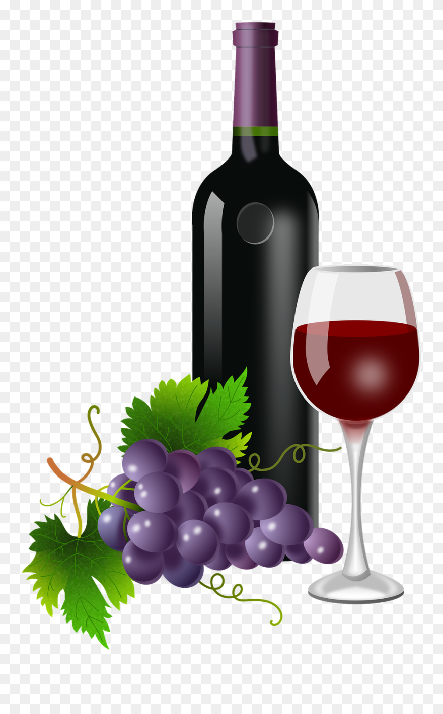 Grapevine Clipart Wine Glass - Transparent Wine Glass And Bottle - Png Download