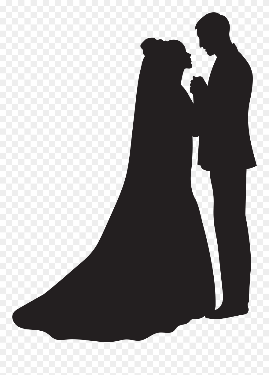 Couple Clipart Engagement, Couple Engagement Transparent - Bride And Groom Silhouette Png