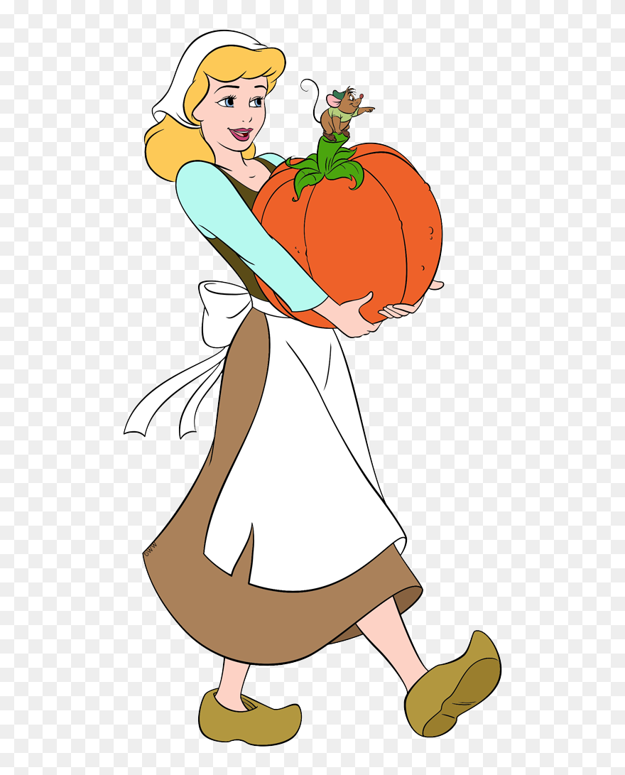 Cinderella Carrying A Pumpkin Clipart