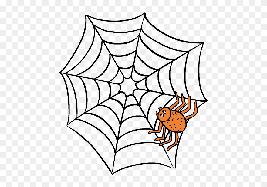Spiderweb Clipart Incy Wincy - Spider In A Web Drawing - Png Download
