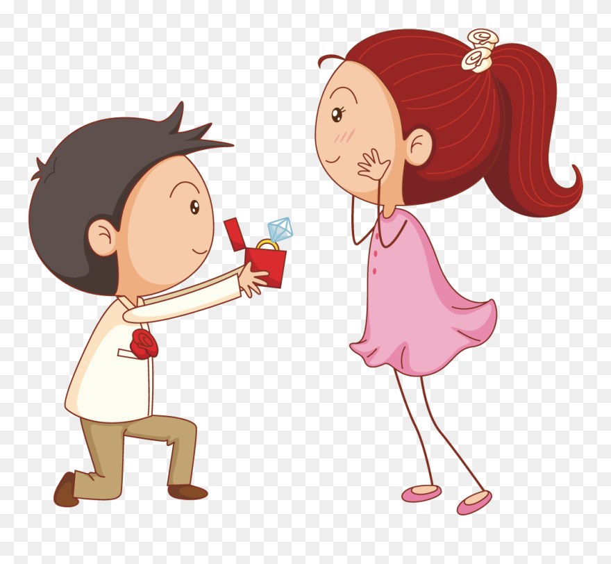 Marriage Proposal Cartoon Illustration - Propose Day Cartoon Png Clipart