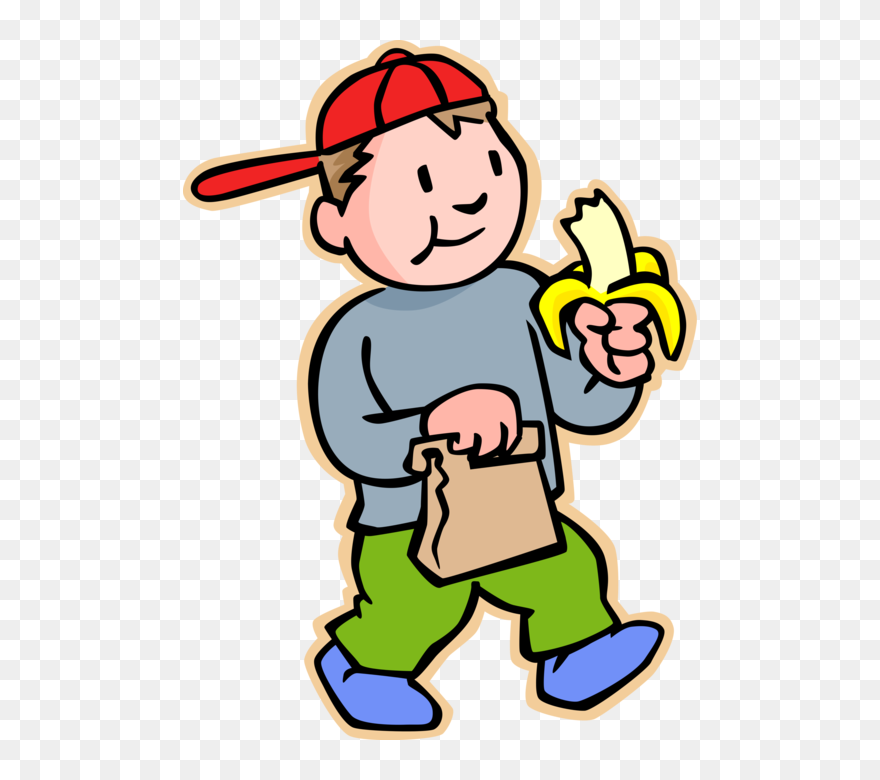 Vector Illustration Of Primary Or Elementary School - Eating A Banana Clipart - Png Download