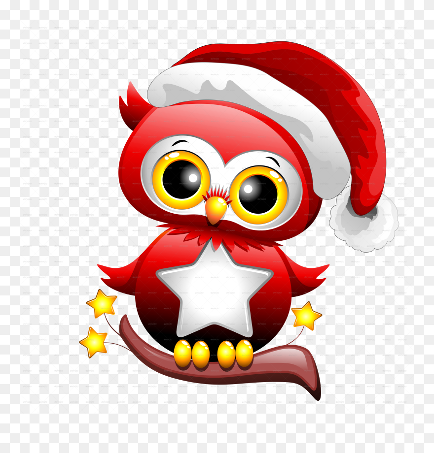 1 Baby Owl Christmas Santa Png - Clip Art Christmas Owls Transparent Png