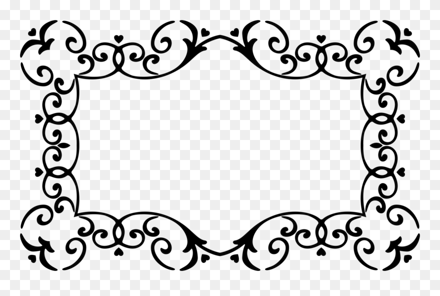 Picture Frame,line Art,ornament - Hearts Ornamental Frame Png Clipart