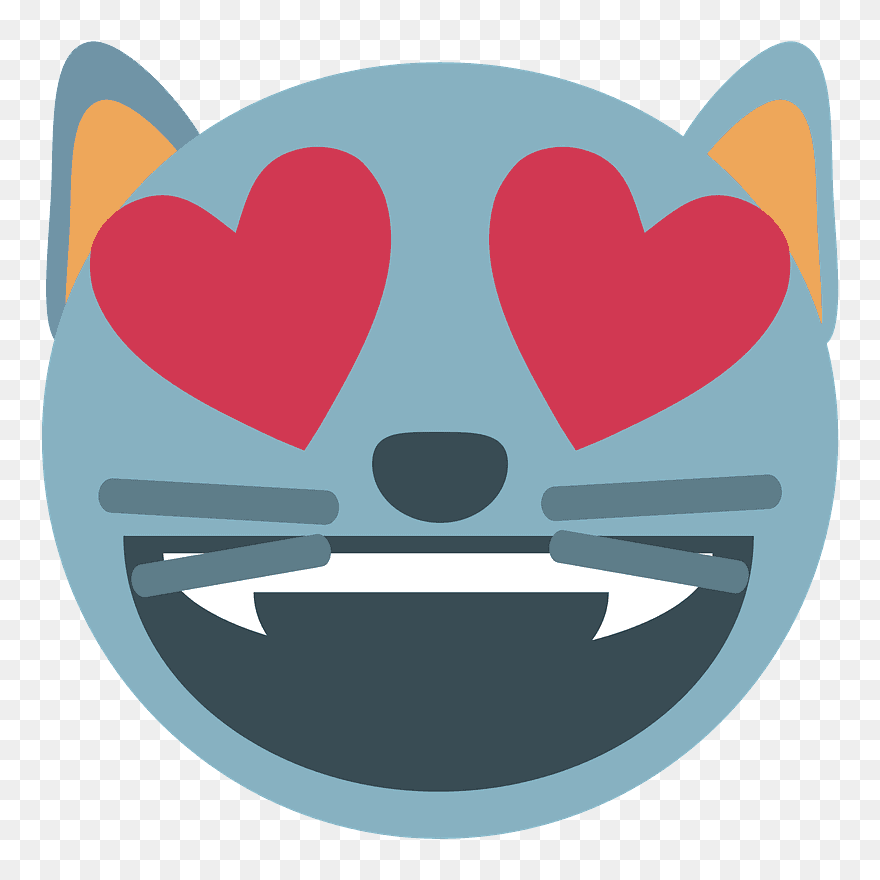 Smiling Cat With Heart-eyes Emoji Clipart - Heart - Png Download