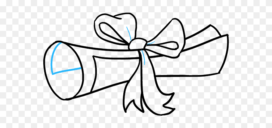 Drawing Scrolls Ribbon Transparent Png Clipart Free - White Graduation Cap And Diploma