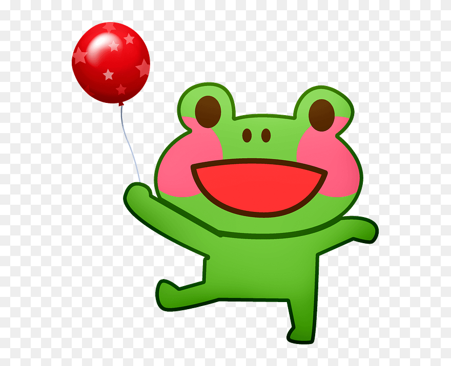 Frog With Red Balloon Clipart - Cartoon - Png Download