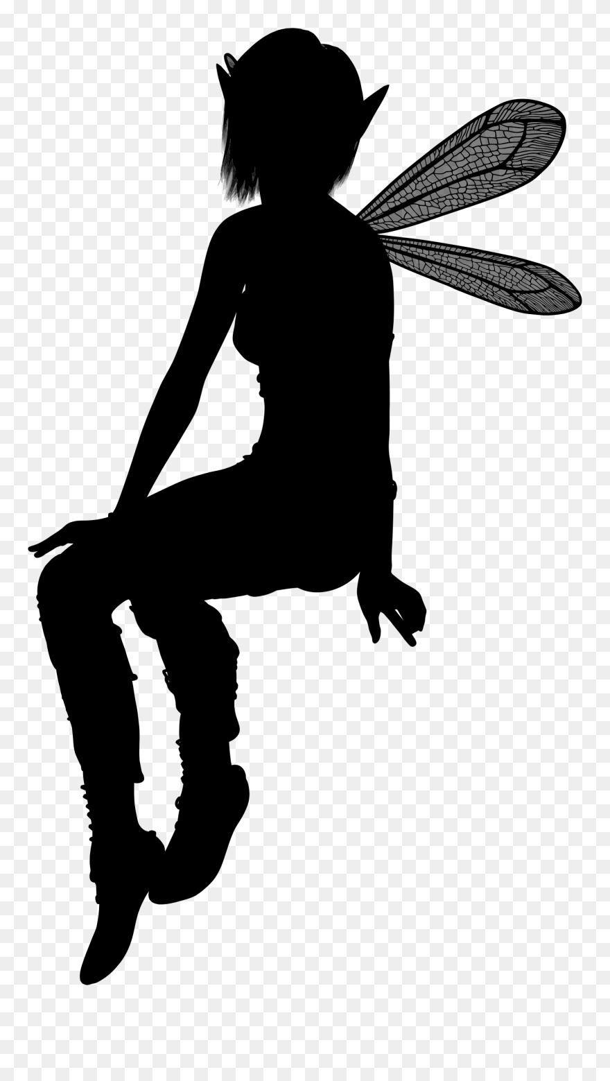 Elf Fairy Silhouette Clip Arts - Elf Fairy Silhouette - Png Download