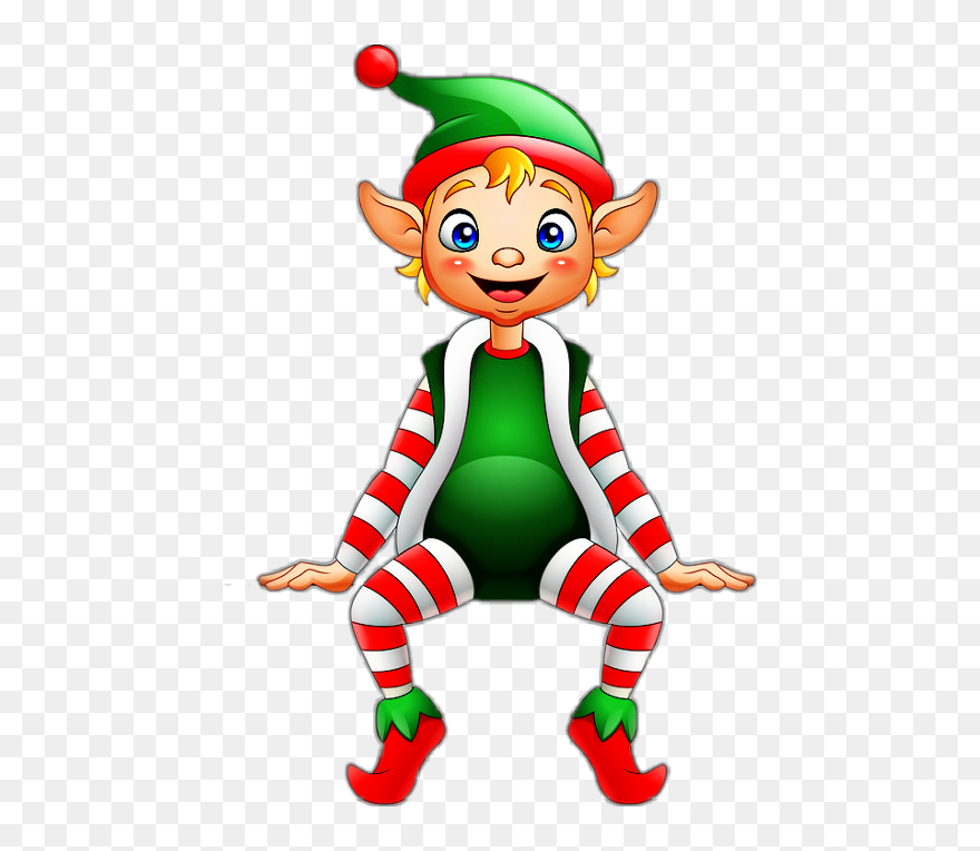 Christmas Elf Sitting Transparent Clipart