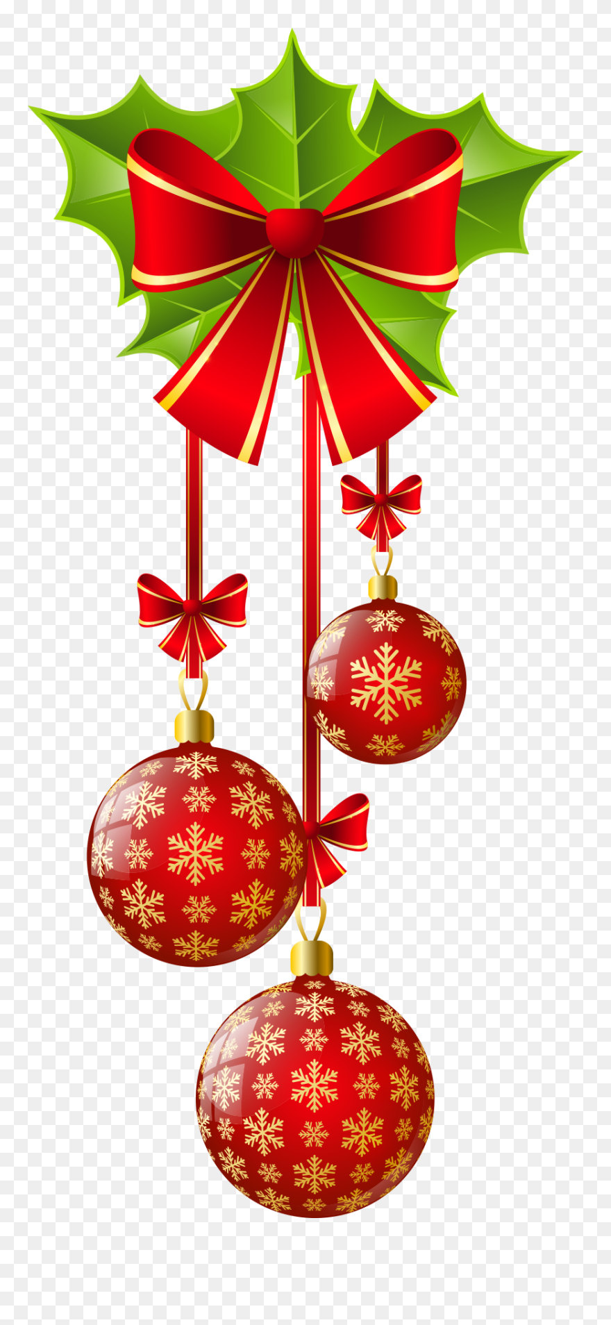 And Balls Ornament Bow Decoration Christmas Red Clipart - Christmas Clipart Ornaments - Png Download