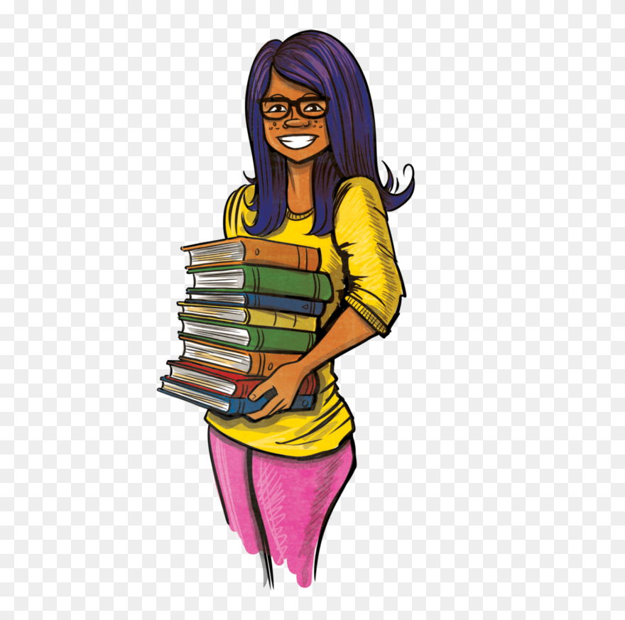 Transparent Cartoon Books Png - Librarian Drawing In Color Clipart