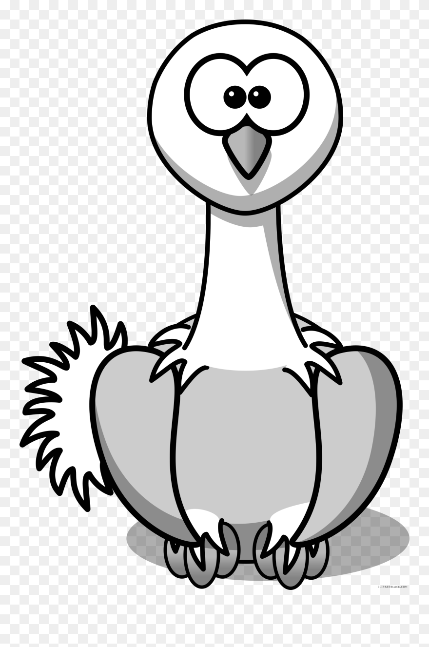 Ostrich Clipart Black And White, Ostrich Black And - Funny Bird Clip Art - Png Download