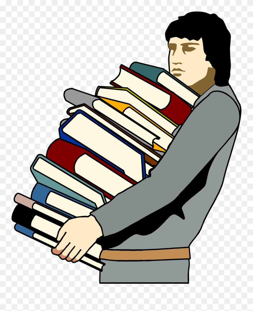 Clipart People Carrying Books - Carrying Lots Of Books - Png Download