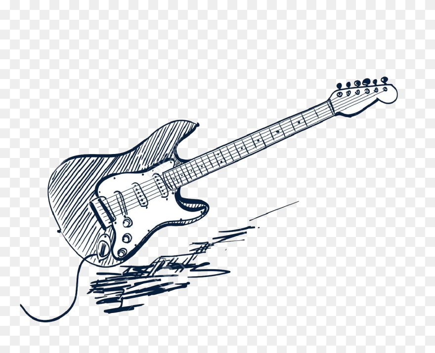 Sketch Electric Guitar Vector Graphics Drawing Clipart - Guitar Drawing - Png Download