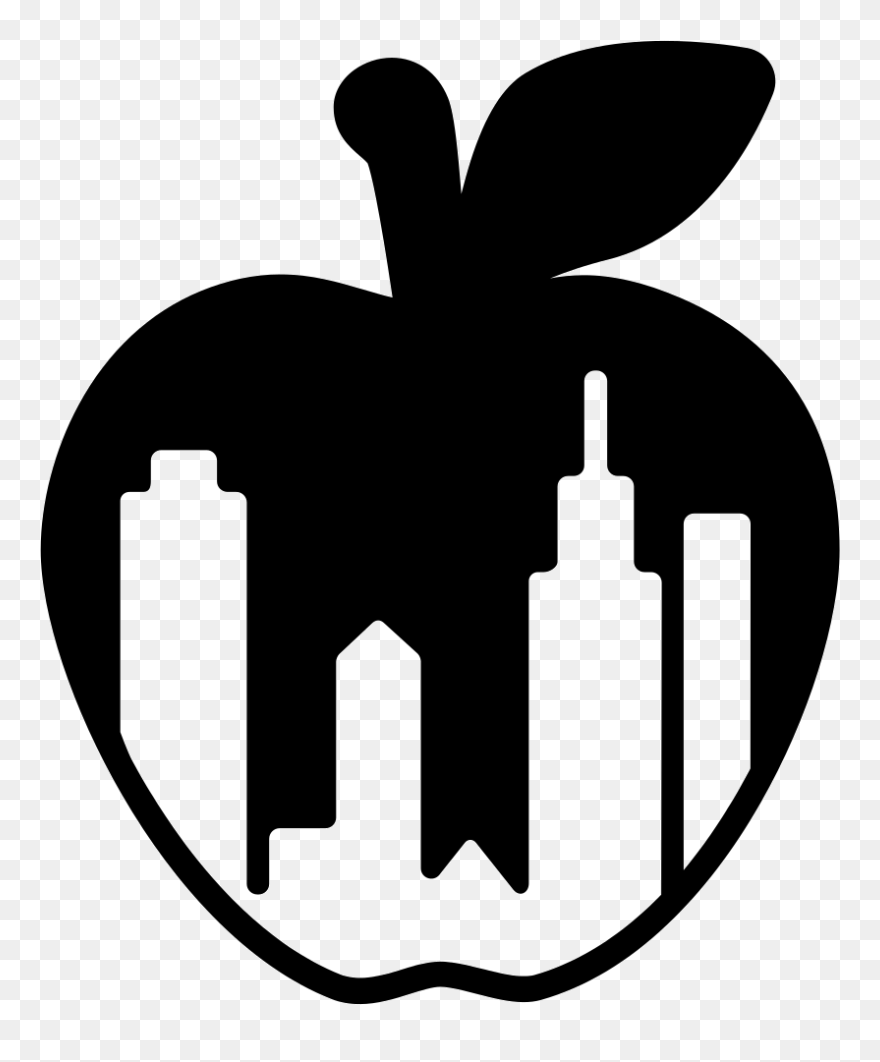 New York City Apple Symbol With Buildings Shapes Inside - Symbol For New York Clipart