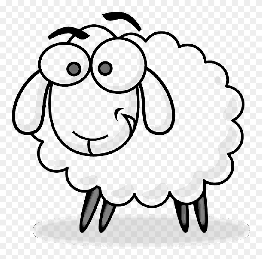 Sheep Clipart Black And White - Farm Animal Clip Art Black And White - Png Download