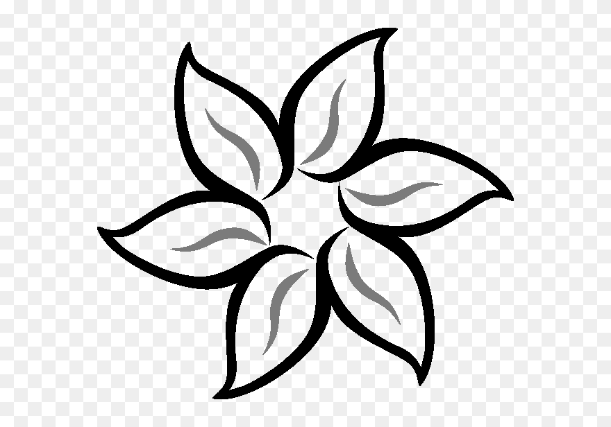 Simple Floral Design Drawing - Black Flower Outline Clipart