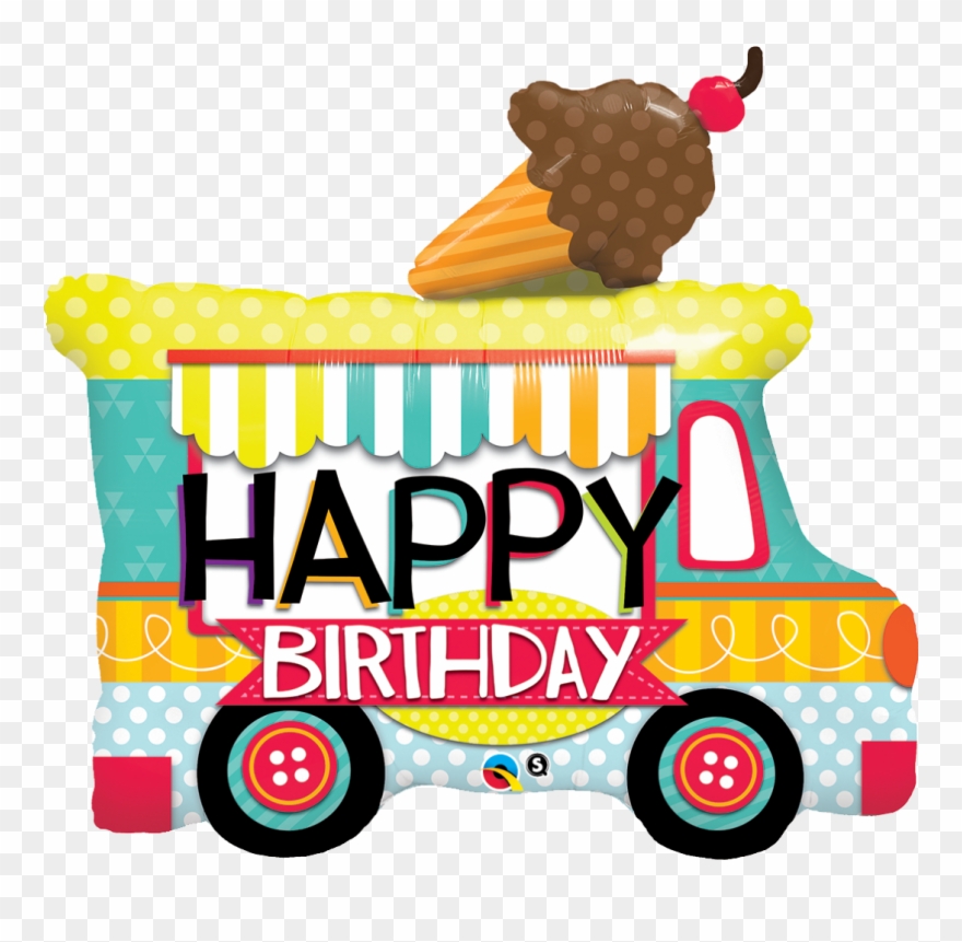 Adorable Ice Cream Truck Shaped Birthday Balloon - Birthday Ice Cream Truck Clipart