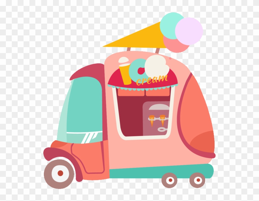 卡通粉色冰淇淋车- Ice Cream Van - Ice Cream Van Clipart
