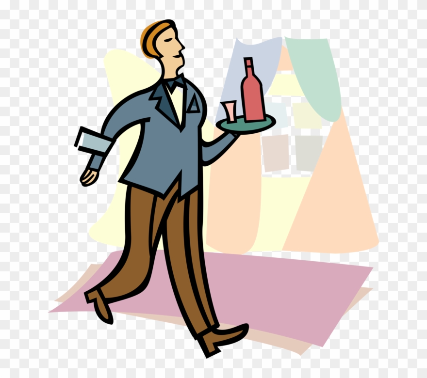 Vector Illustration Of Restaurant Maître D'hôtel Waiter Clipart