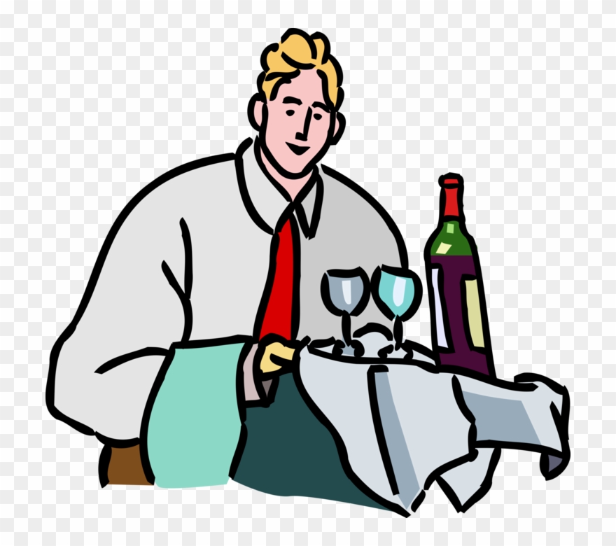 Vector Illustration Of Restaurant Maître D'hôtel Waiter - Restaurant Clipart