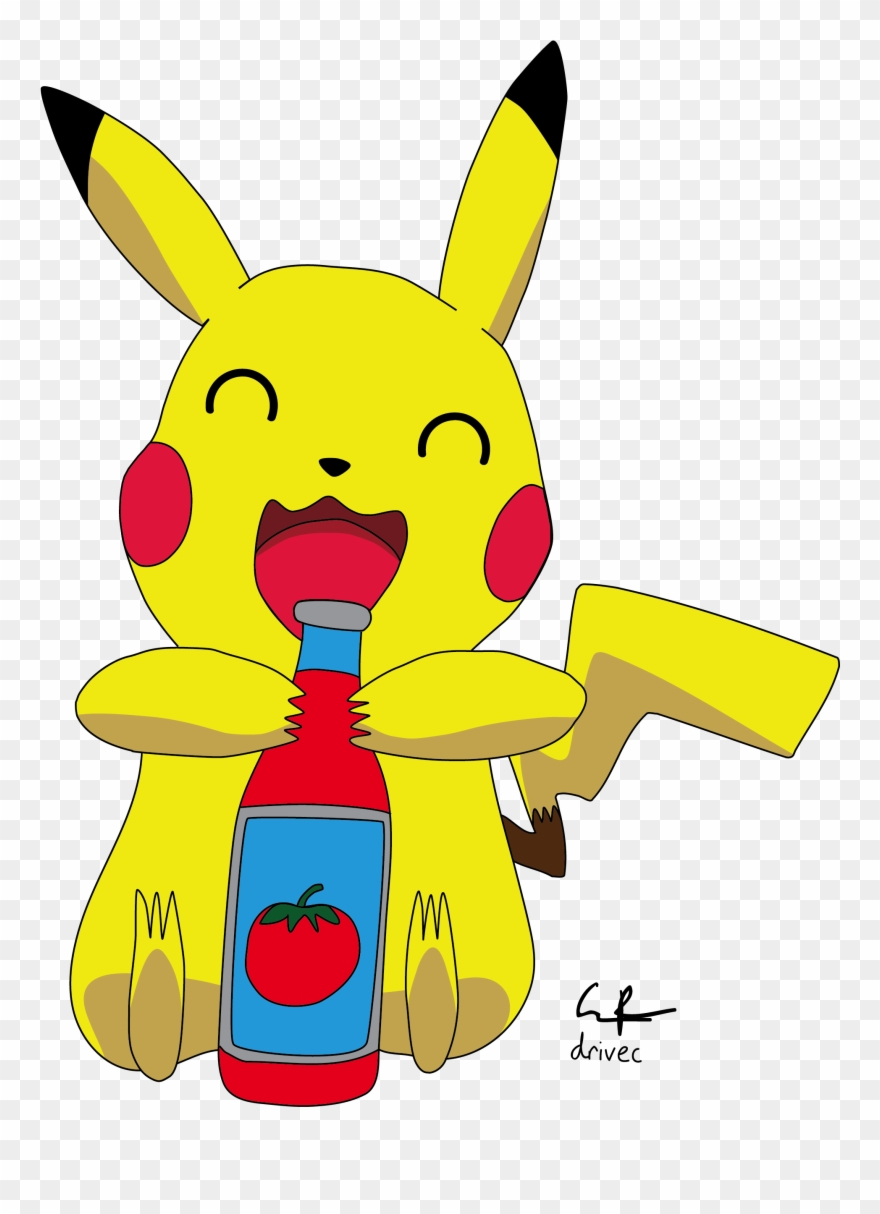 Pikachu And The Ketchup Bottle - Bottle Clipart