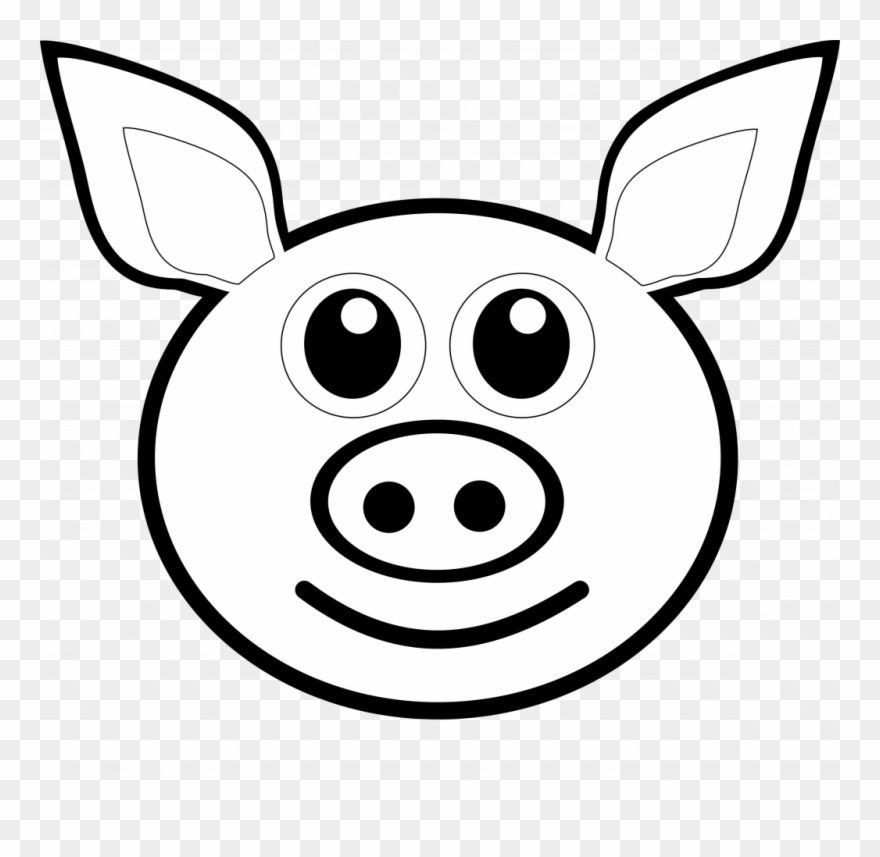 Adult ~ Pig Line Art Clip On Clipart Pig Drawing Library - Drawing Of A Pig Face - Png Download