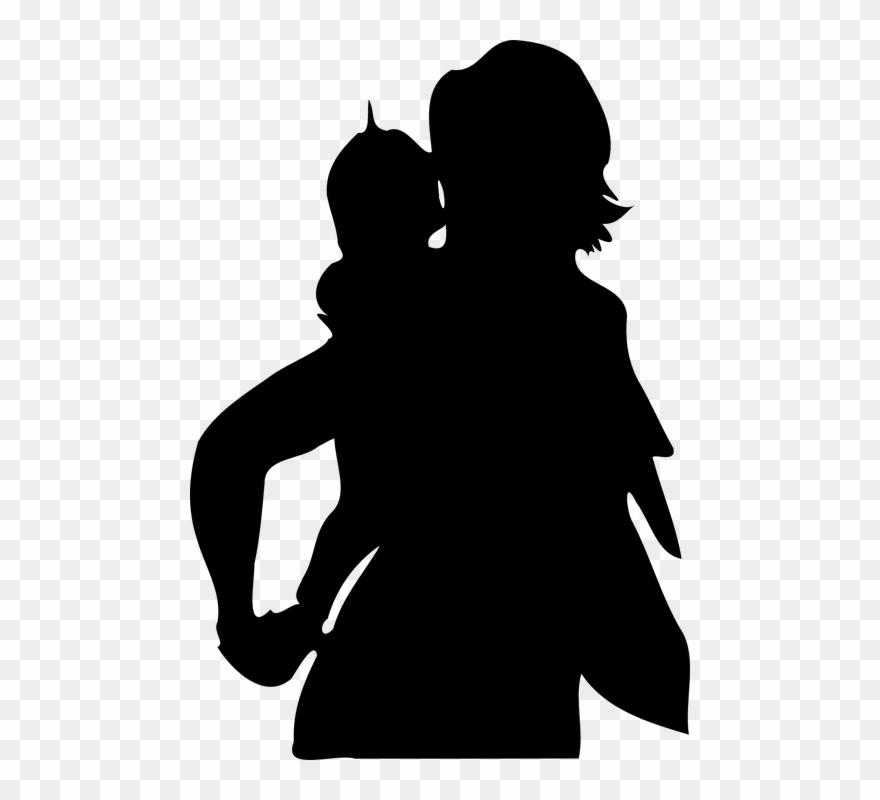 Woman Carrying Baby Silhouette Clipart