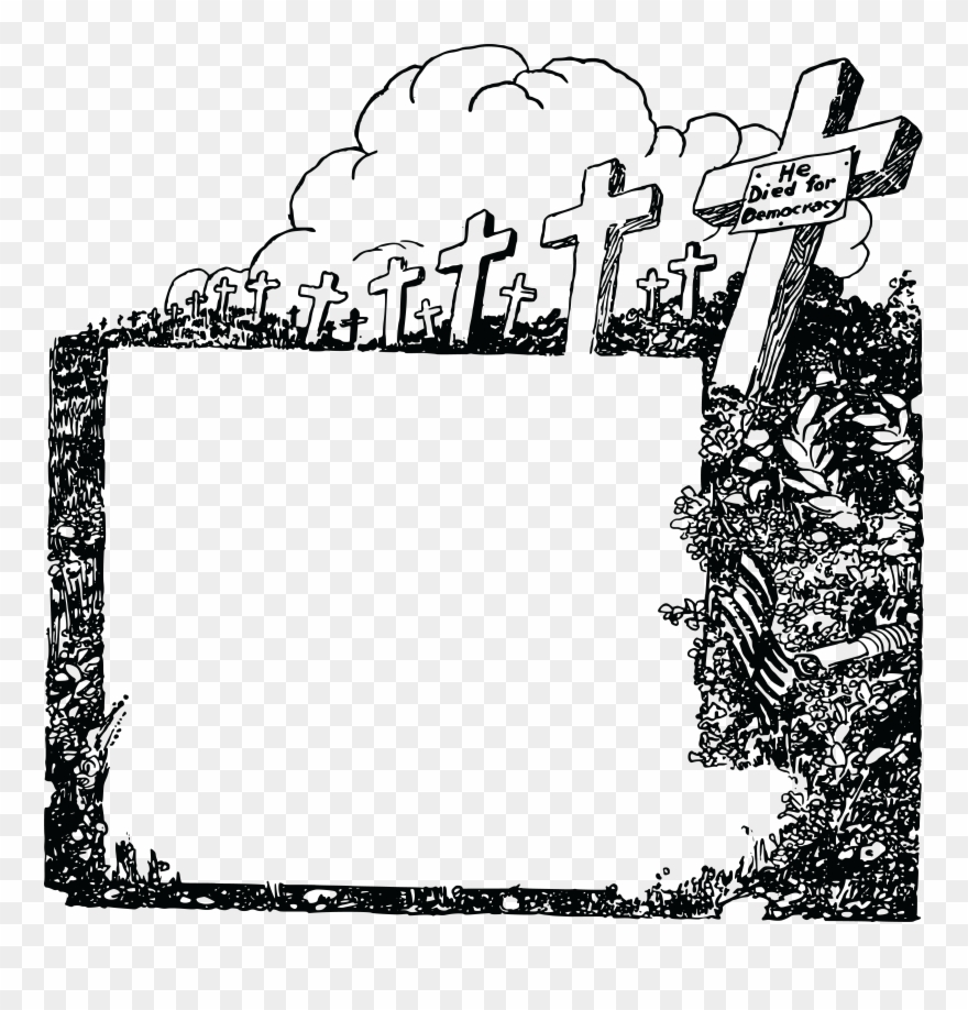 Free Clipart Of A Black And White Cemetery Of Soldiers - Grave Frame Png Transparent Png