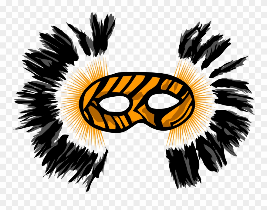 Mardi Gras Mask Orange Feathers Clip Art - Illustration - Png Download
