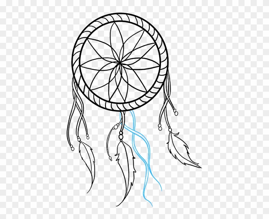 Dream Catcher Really Easy Drawing Tutorial Step - Drawing Of A Dream Catcher Clipart