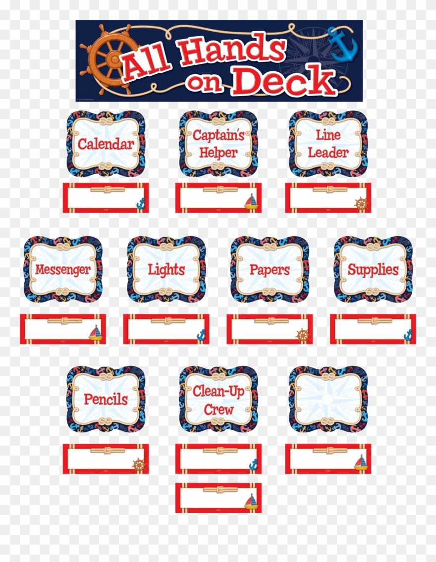 Nautical All Hands On Deck Mini Bulletin Board - Classroom Jobs Bulletin Board Clipart
