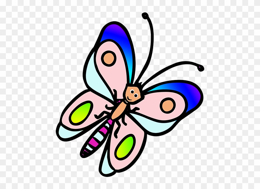 Funny Flying Butterfly Cartoon Drawing - Colored Butterfly Cartoon Clipart